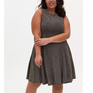 Torrid NWT Black & Gold Shimmer A-Line Stretchy Dress, size 6